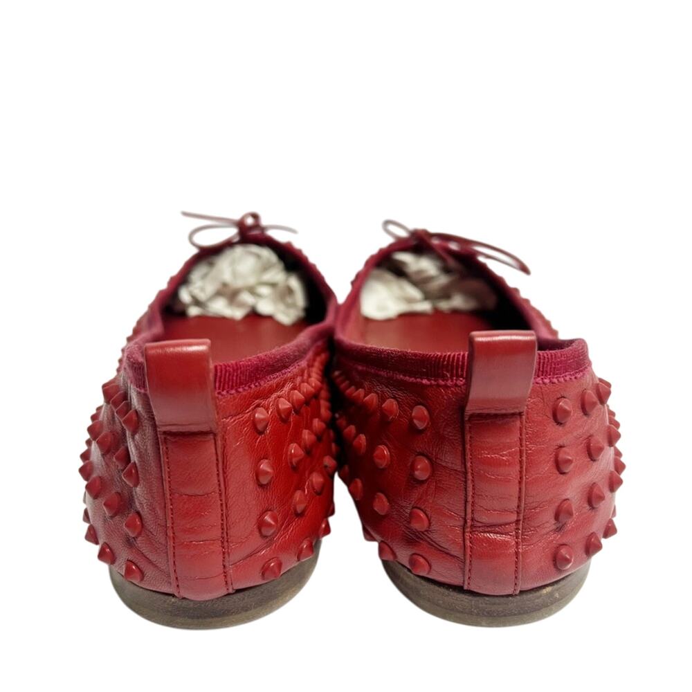 GUCCI MADE IN ITALY RED ROCKSTUD WOMEN FLATS SIZE 39 NO BOX - Picture 2 of 8